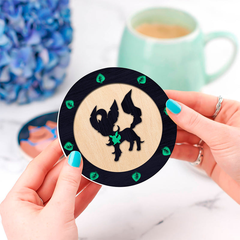 Eevee Leafeon Evolution Ghost Mockup Ceramic Drink Coasters