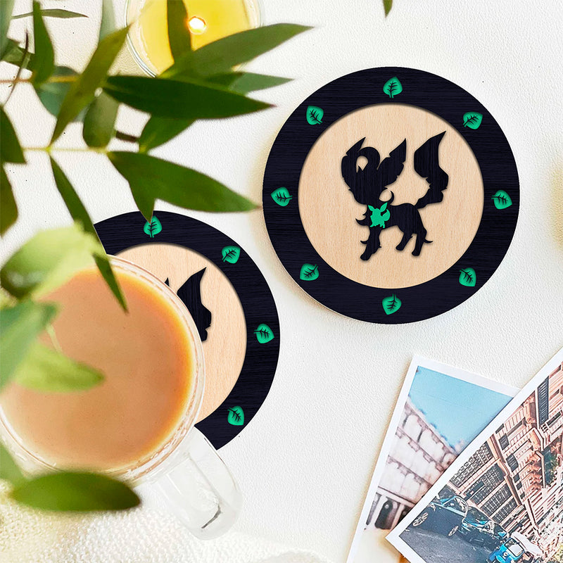 Eevee Leafeon Evolution Ghost Mockup Ceramic Drink Coasters