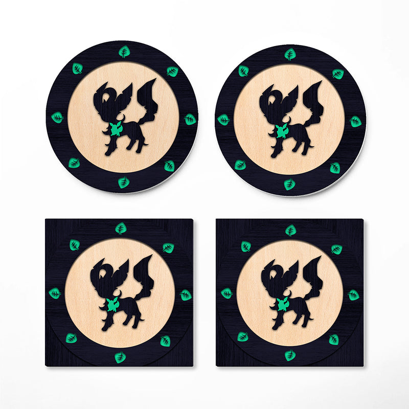 Eevee Leafeon Evolution Ghost Mockup Ceramic Drink Coasters
