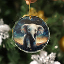 Elephant Starry Night Glass Ornament