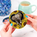 Elephant Sunflower Zipper Ceramic Drink Coasters