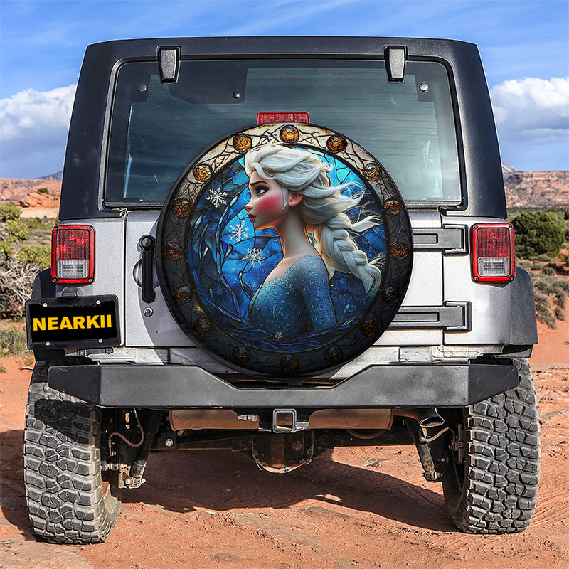 Elsa Stained Glass Sun Catcher Car Spare Tire Cover