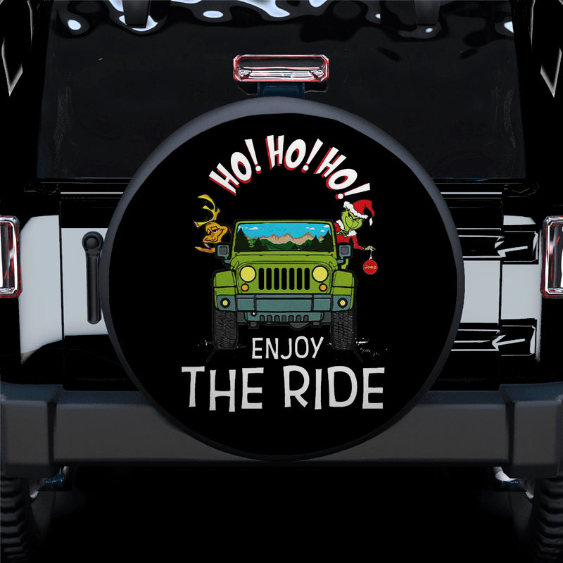Ho Ho Ho Grinch Enjoy The Ride Jeep Car Spare Tire Covers Gift For Campers