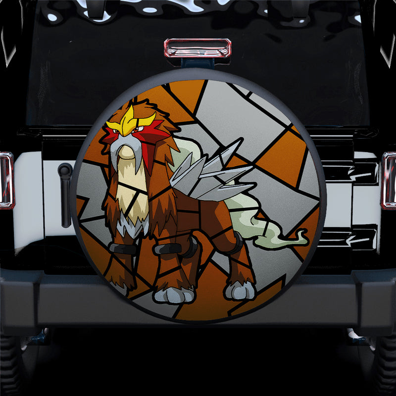 Entei Pokemon Stained Glass Car Spare Tire Covers Gift For Campers