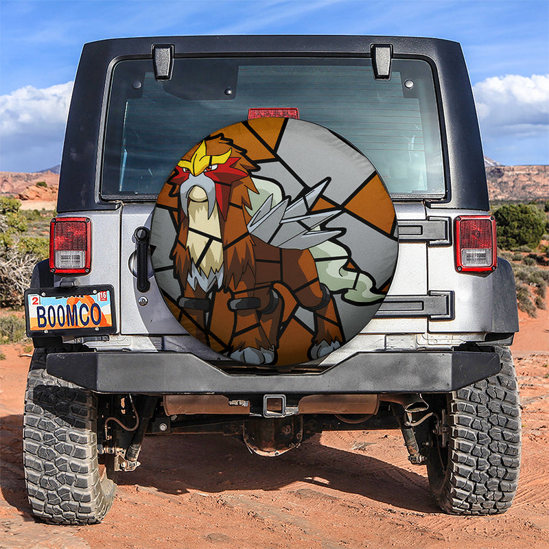 Entei Stained Glass Car Spare Tire Cover