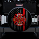 Firefighter Thin Red Line US Flag Jeep Car Spare Tire Cover