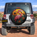 Flamingo Bird Stained Glass Sun Catcher Car Spare Tire Cover