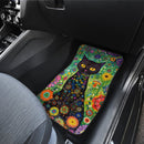 Floral Black Cat Car Floor Mats