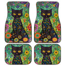 Floral Black Cat Car Floor Mats