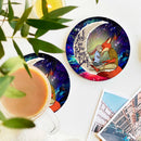 Fox Couple Love You To The Moon Galaxy Ceramic Drink Coasters