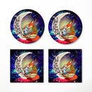Fox Couple Love You To The Moon Galaxy Ceramic Drink Coasters
