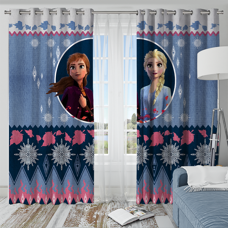 Frozen Elsa Anna Christmas Window Curtain