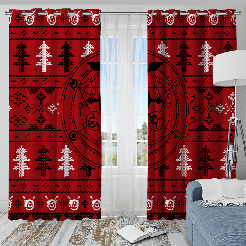 Fulmetal Alchemist Anime Christmas Window Curtain