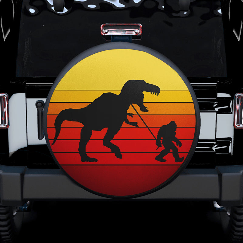 Funny Bigfoot Sasquatch Trex Vintage Retro Car Spare Tire Covers Gift For Campers