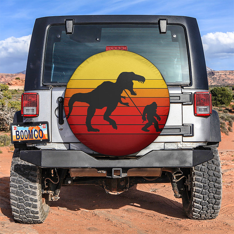Funny Bigfoot Sasquatch Trex Vintage Retro Car Spare Tire Covers Gift For Campers