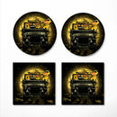 Funny Ducks Drive Jeep Moonlight Halloween Ceramic Drink Coasters