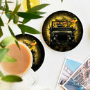 Funny Ducks Drive Jeep Moonlight Halloween Ceramic Drink Coasters
