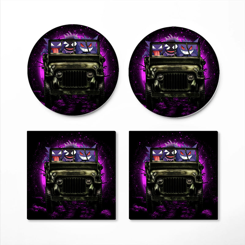 Gengar Pokemon Ghost Halloween Ceramic Drink Coasters