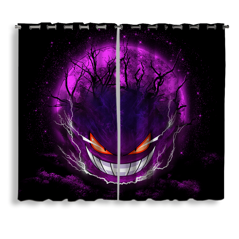 Gengar Pokemon Ghost Scary Moonlight Window Curtain