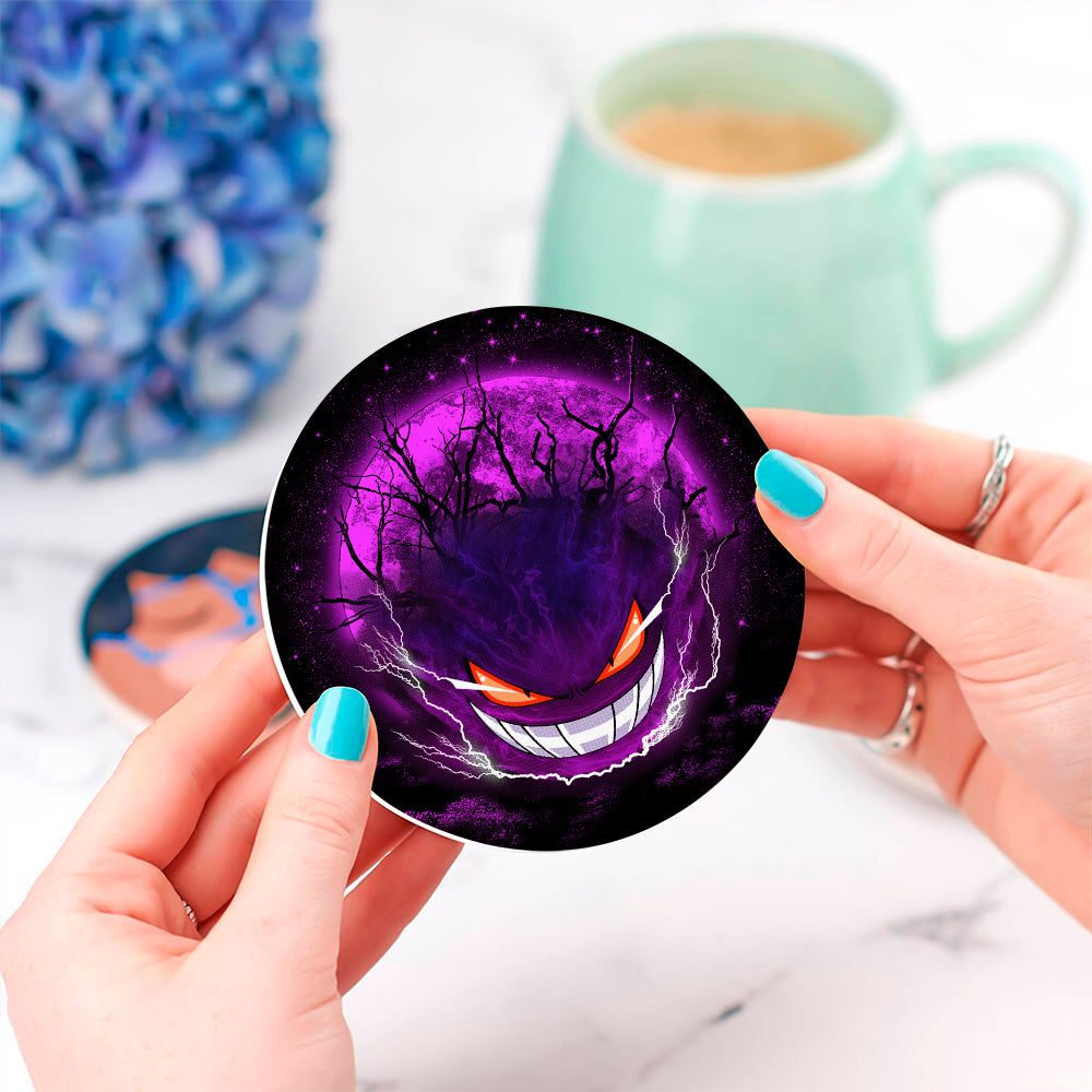 Gengar Pokemon Ghost Scary Moonlight Ceramic Drink Coasters