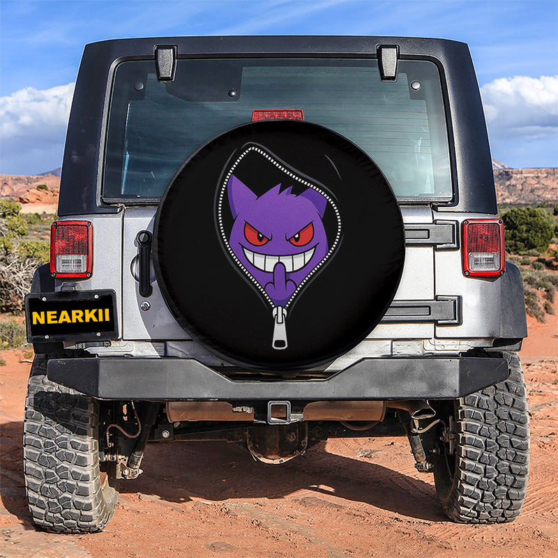 Funny Gengar Middle Finger Zipper Jeep Car Spare Tire Cover