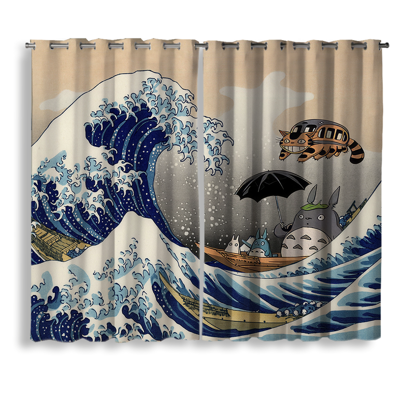Ghibli Studio Totoro The Great Wave Japan Window Curtain