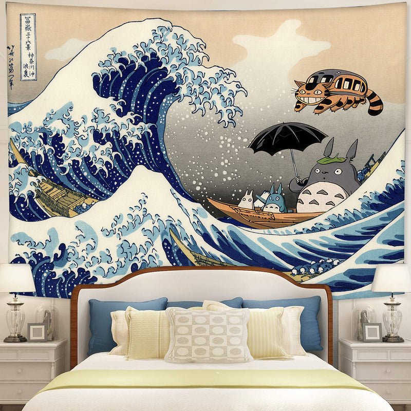 Ghibli Studio Totoro The Great Wave Tapestry Room Decor