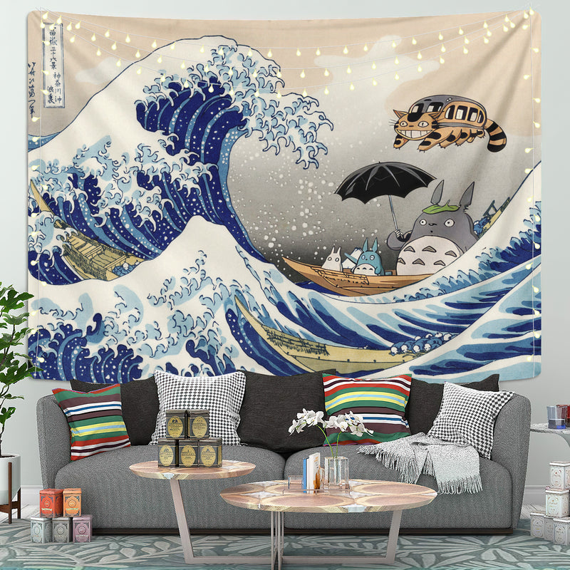 Ghibli Studio Totoro The Great Wave Tapestry Room Decor