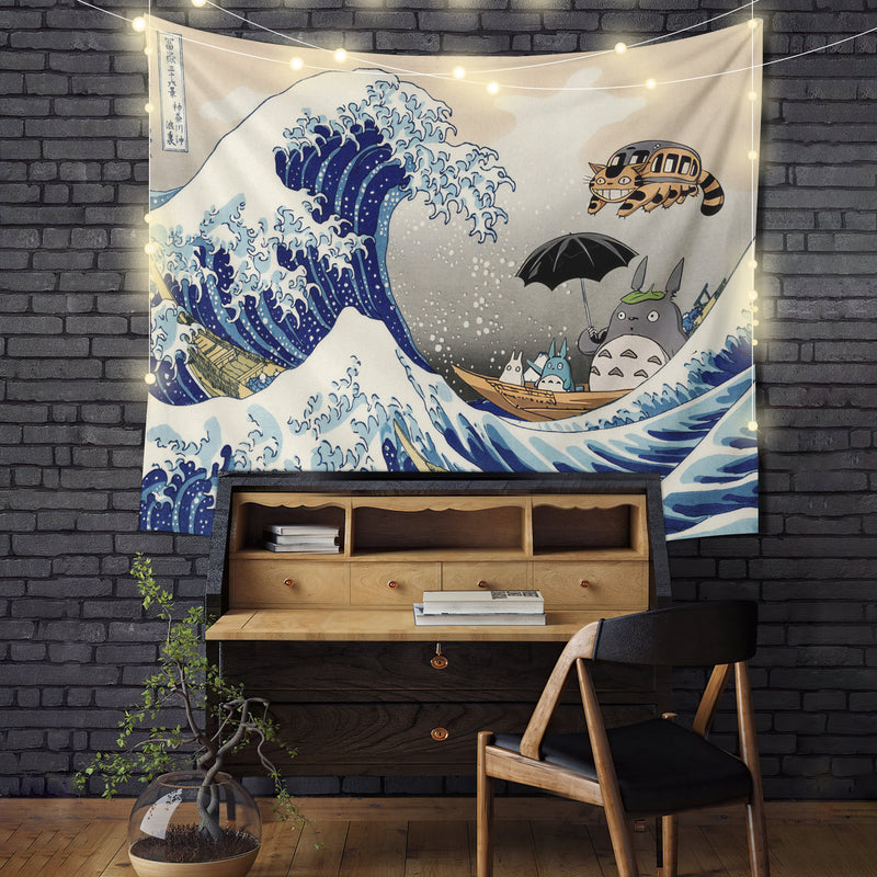 Ghibli Studio Totoro The Great Wave Tapestry Room Decor