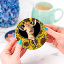 Giraffe Sunflower Zipper Ceramic Drink Coasters