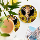 Giraffe Sunflower Zipper Ceramic Drink Coasters