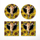 Giraffe Sunflower Zipper Ceramic Drink Coasters