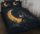 Girl Reading On A Crescent Moon Quilt Bed Sets