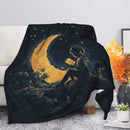 Girl Reading On A Crescent Moon Premium Blanket