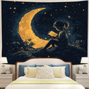 Girl Reading On A Crescent MoonTapestry Room Decor