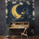 Girl Reading On A Crescent MoonTapestry Room Decor
