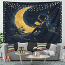 Girl Reading On A Crescent MoonTapestry Room Decor