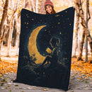 Girl Reading On A Crescent Moon Premium Blanket
