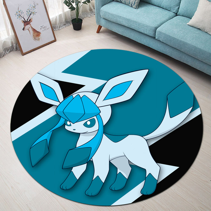 Glaceon Pokemon Round Carpet Rug Bedroom Livingroom Home Decor