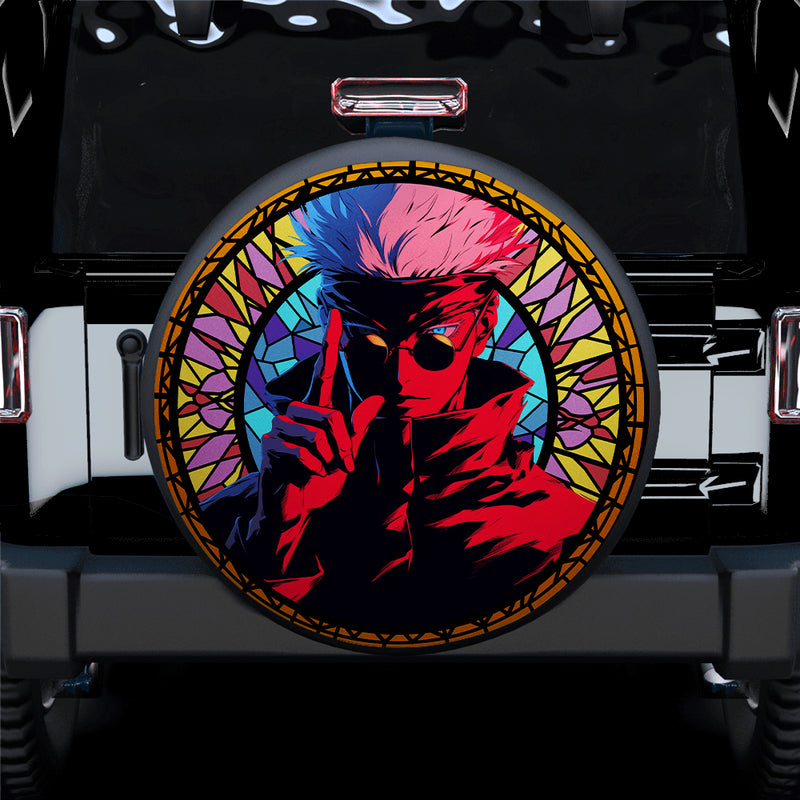 Gojo Satoru Jujutsu Kaisen Anime Stained Glass Car Spare Tire Covers Gift For Campers