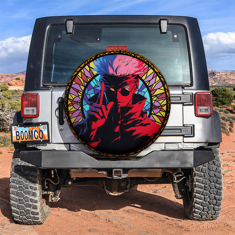 Gojo Satoru Jujutsu Kaisen Anime Stained Glass Car Spare Tire Covers Gift For Campers