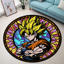 Goku Dragon Ball Anime Stained Glass Round Rug