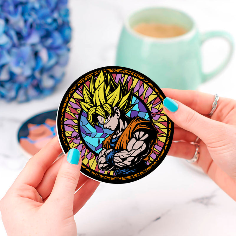 Goku Dragon Ball Anime Stained Glass Drink Coasters