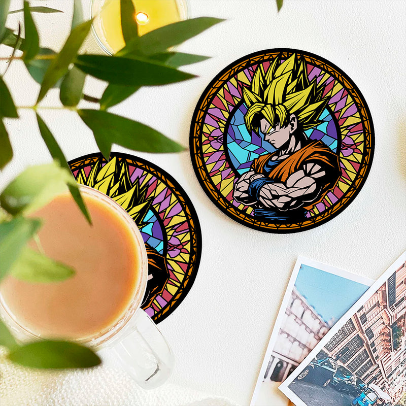 Goku Dragon Ball Anime Stained Glass Drink Coasters