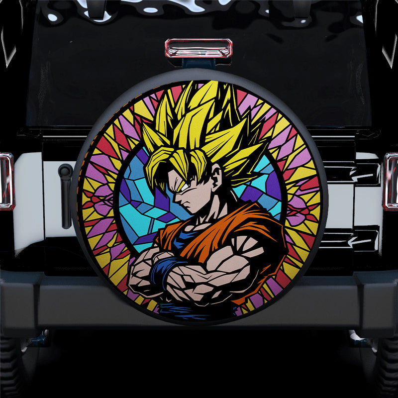 Goku Dragon Ball Anime Stained Glass Car Spare Tire Covers Gift For Campers