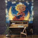 Goku Reading On A Crescent MoonTapestry Room Decor