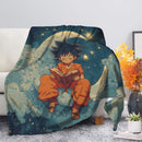 Goku Reading On A Moon Premium Blanket