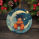 Goku Reading On A Moon Mica Circle Ornament