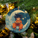 Goku Reading On A Moon Mica Circle Ornament