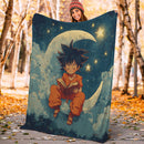 Goku Reading On A Moon Premium Blanket